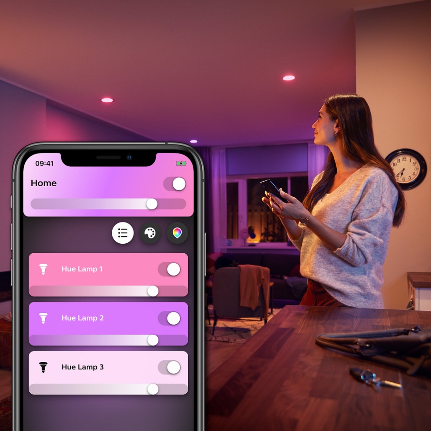Dimmbare LED-Glühbirne Philips Hue Weiß und Farben-Ambiente E27/6,5W/230V 2000-6500K