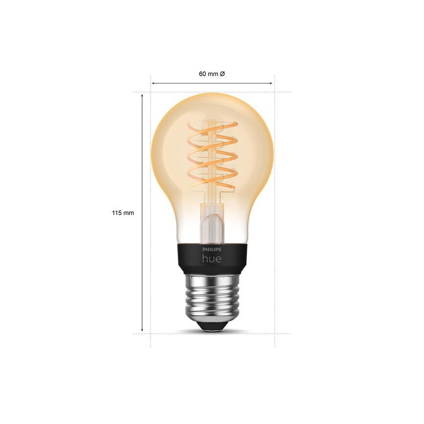 Dimmbare LED-Glühbirne Philips Hue WEIẞER GLÜHFADEN A60 E27/7W/230V 2100K