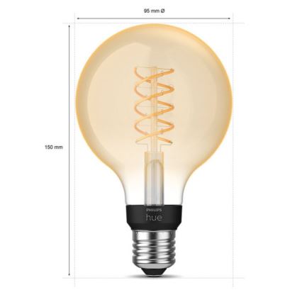 Dimmbare LED-Glühbirne Philips Hue WHITE FILAMENT G93 E27/7,2W/230V 2100K