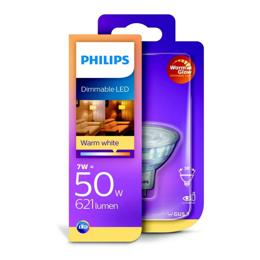 Dimmbare LED-Glühbirne Philips Warm Glow GU5,3/7W/12V 2200K-2700K 