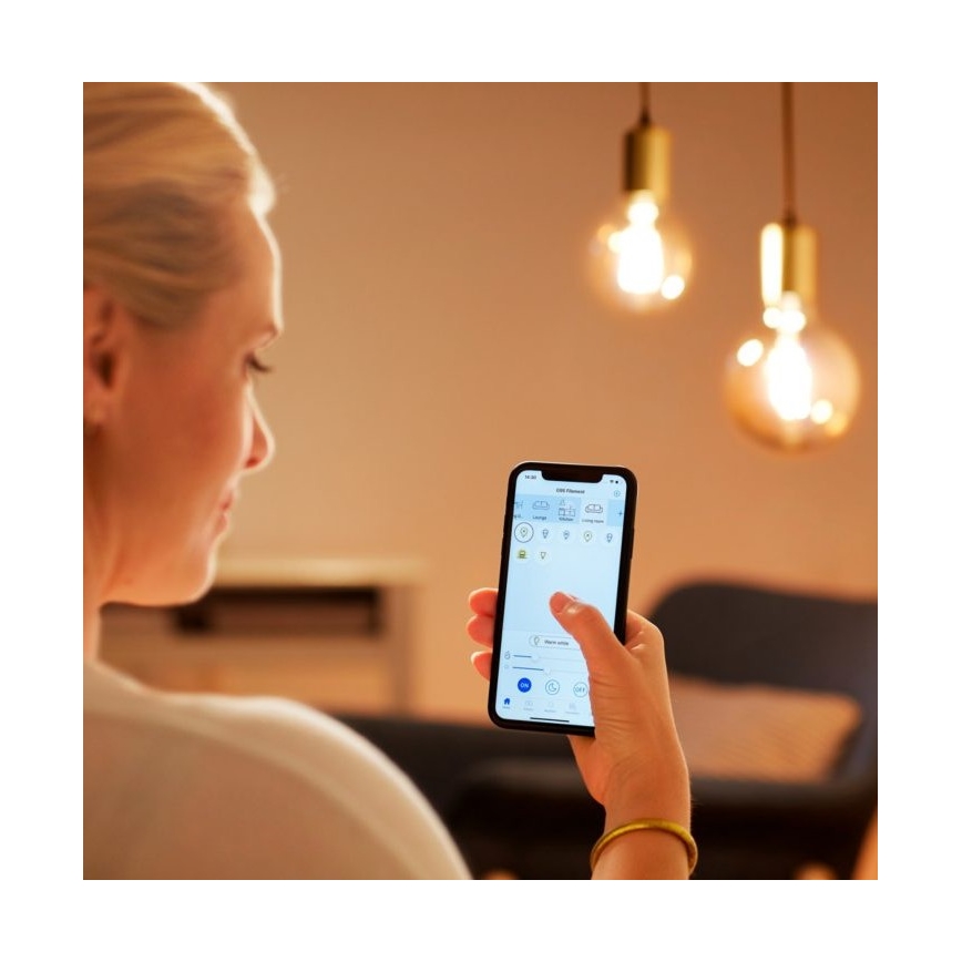Dimmbare LED Glühbirne VINTAGE FILAMENT C35 E14/4,9W/230V 2000-5000K CRI 90 Wi-Fi - WiZ