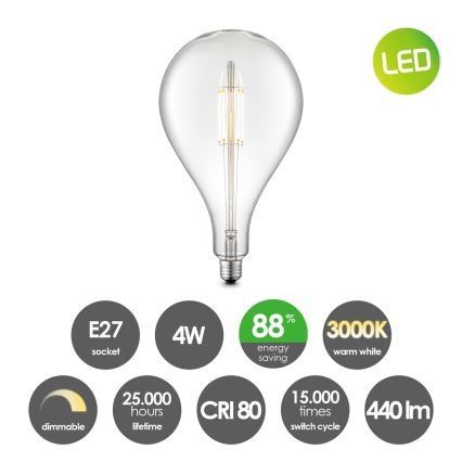 Dimmbare LED-Glühbirne VINTAGE EDISON E27/4W/230V 3000K