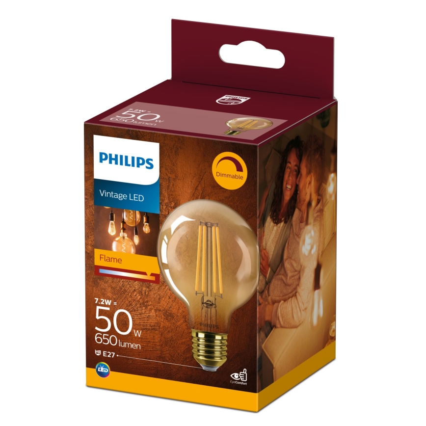 Dimmbare LED-Glühbirne VINTAGE Philips G80 E27/7,2W/230V 2200K