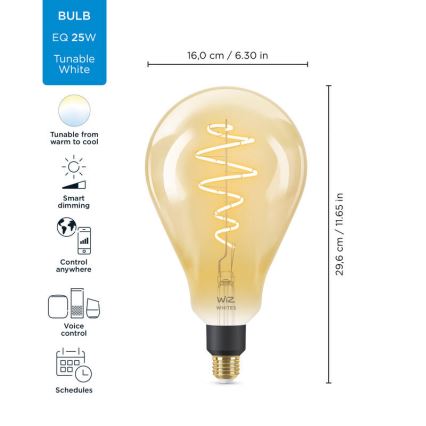 Dimmbare LED Glühbirne VINTAGE FILAMENT PS160 E27/6,5W/230V 2000-5000K CRI 90 Wi-Fi -WiZ