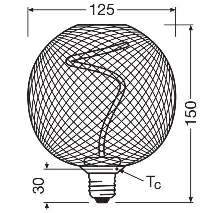 Dimmbare LED-Glühlampe DECOR FILAMENT G125 E27/3,5W/230V 1800K golden - Osram