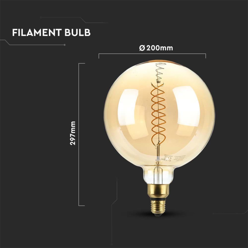 Dimmbare LED-Glühlampe FILAMENT G200 E27/8W/230V 1800K