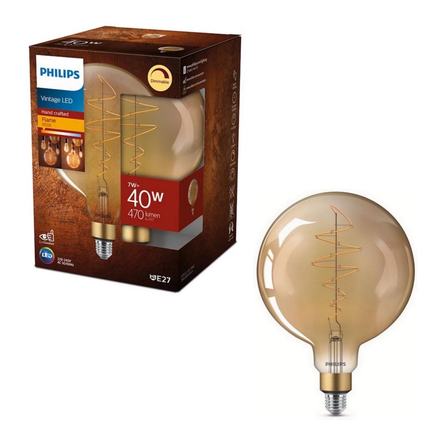 Dimmbare LED-Glühlampe VINTAGE Philips G200 E27/7W/230V 2000K