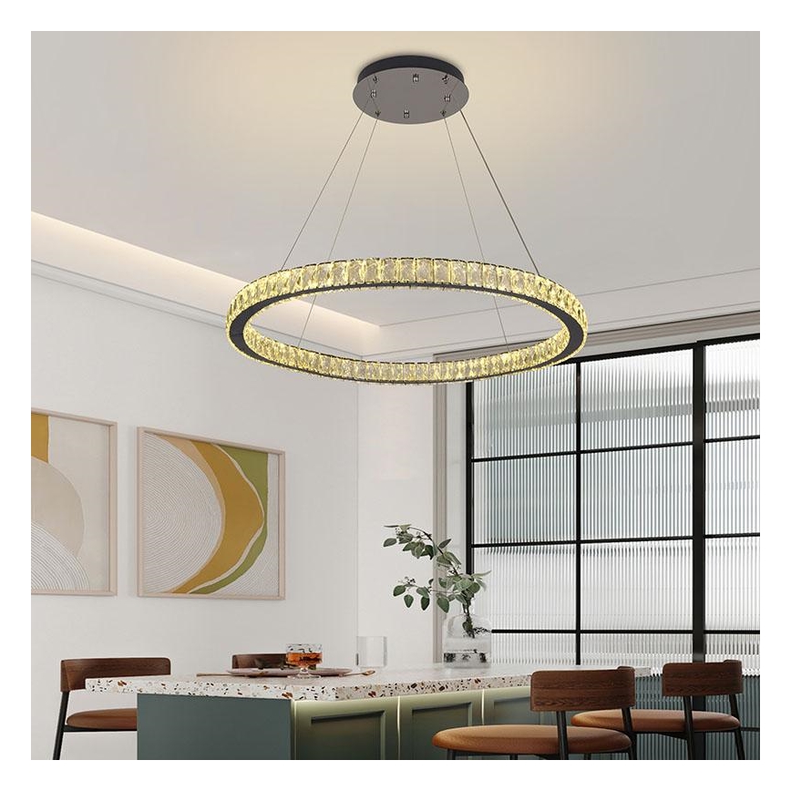 Dimmbarer LED-Kristall-Kronleuchter an Schnur LED/100W/230V 3000-6500K silbern + Fernbedienung