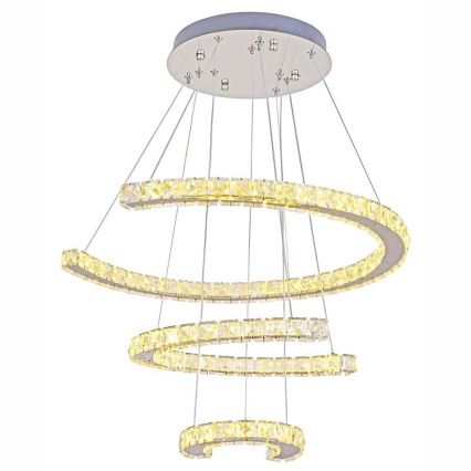 Dimmbarer LED-Kristall-Kronleuchter an Schnur LED/100W/230V 3000-6500K silbern + Fernbedienung