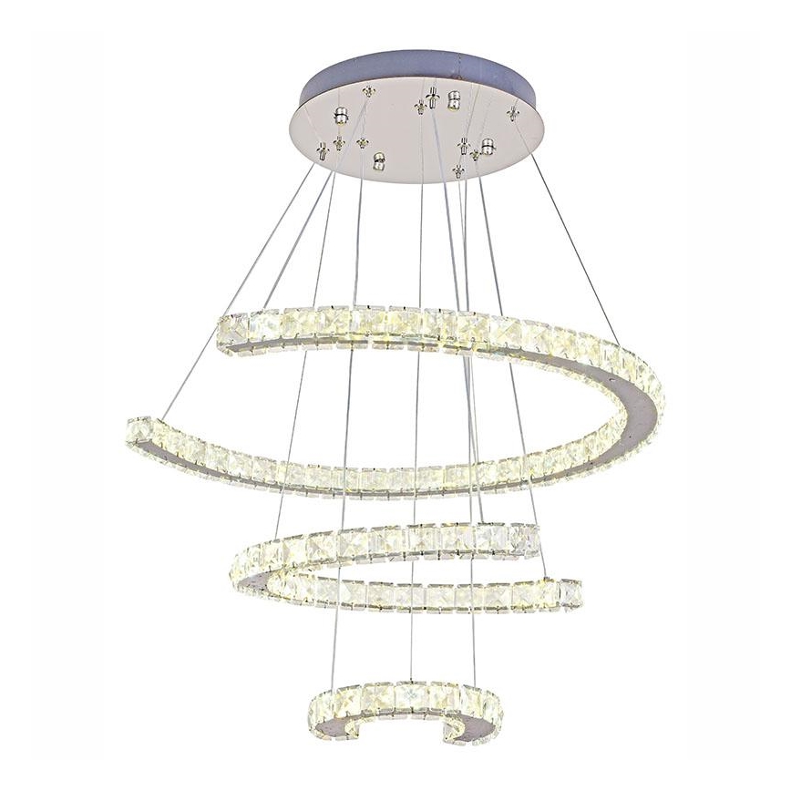 Dimmbarer LED-Kristall-Kronleuchter an Schnur LED/100W/230V 3000-6500K silbern + Fernbedienung