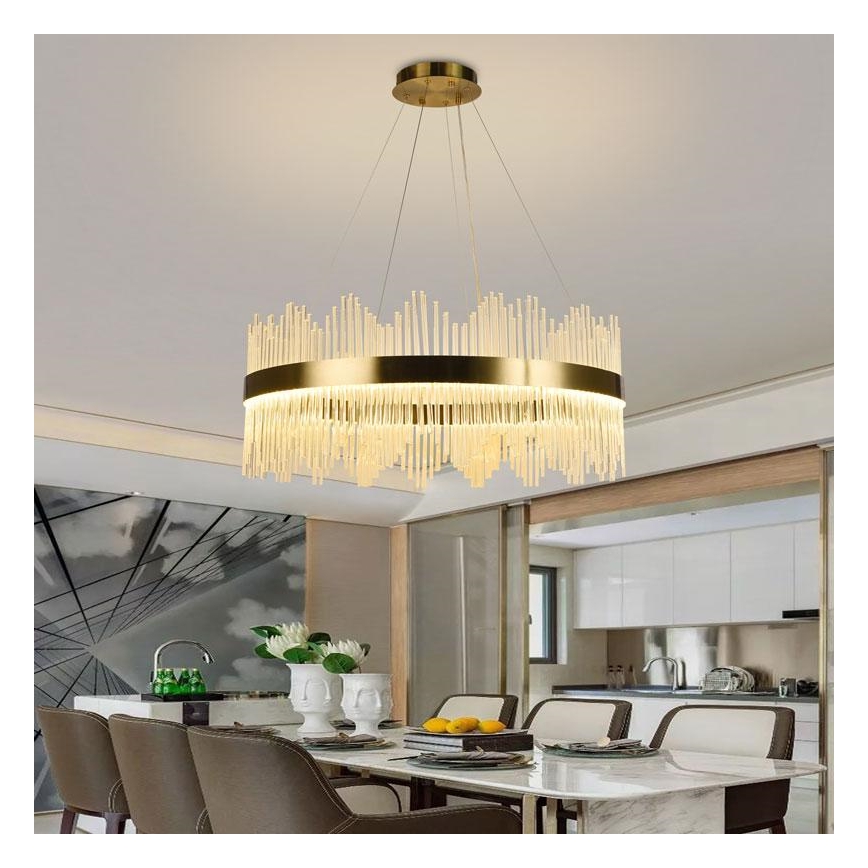 Dimmbarer LED-Kristallkronleuchter an Schnur LED/110W/230V 3000-6500K golden + Fernbedienung