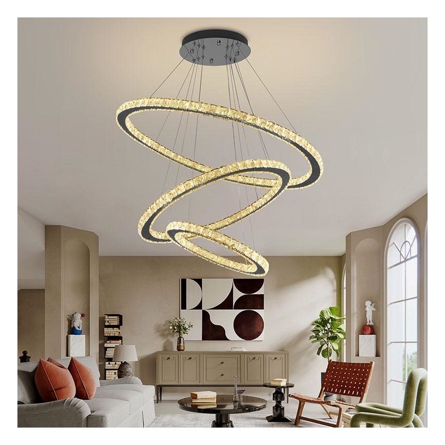 Dimmbarer LED-Kristall-Kronleuchter an Schnur LED/210W/230V 3000-6500K silbern + Fernbedienung