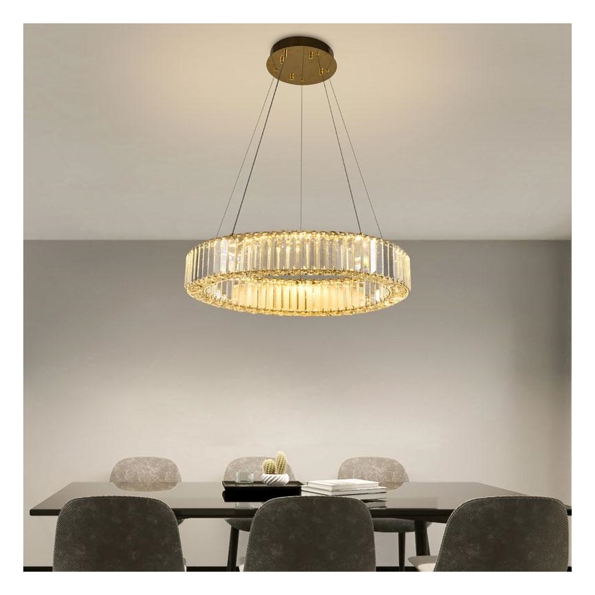 Dimmbarer LED-Kristallkronleuchter an Schnur LED/40W/230V 3000-6500K Chrom/golden + Fernbedienung