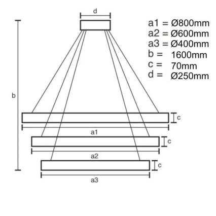 Dimmbare LED-Hängeleuchte an Schnur LED/45W/230V 3000-6500K + Fernbedienung