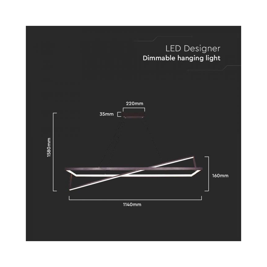 Dimmbare LED-Hängeleuchte an Schnur LED/45W/230V 3000K 114 cm schwarz