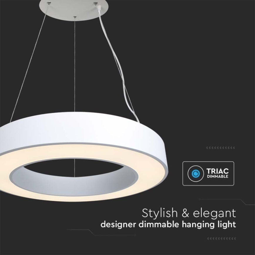 Dimmbare LED-Hängeleuchte an Schnur LED/50W/230V 4000K d 60 cm weiß