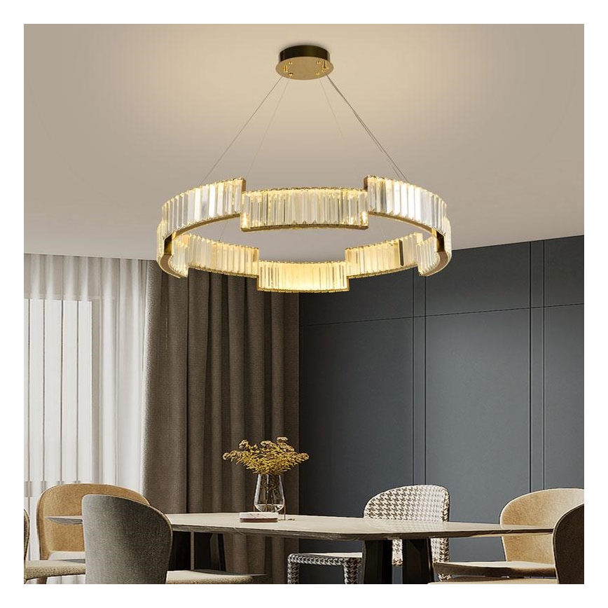 Dimmbarer LED-Kristallkronleuchter an Schnur LED/60W/230V 3000-6500K golden + Fernbedienung
