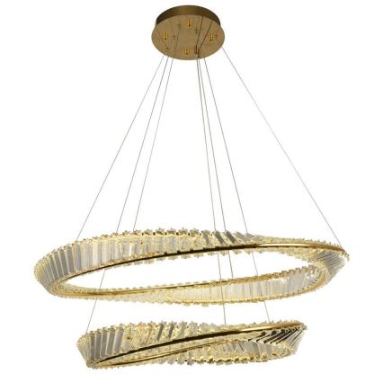Dimmbarer LED-Kristall-Kronleuchter an Schnur LED/90W/230V 3000-6500K golden/Chrom + Fernbedienung