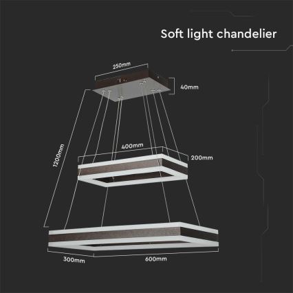 Dimmbare LED-Hängeleuchte LED/113W/230V 3000K braun