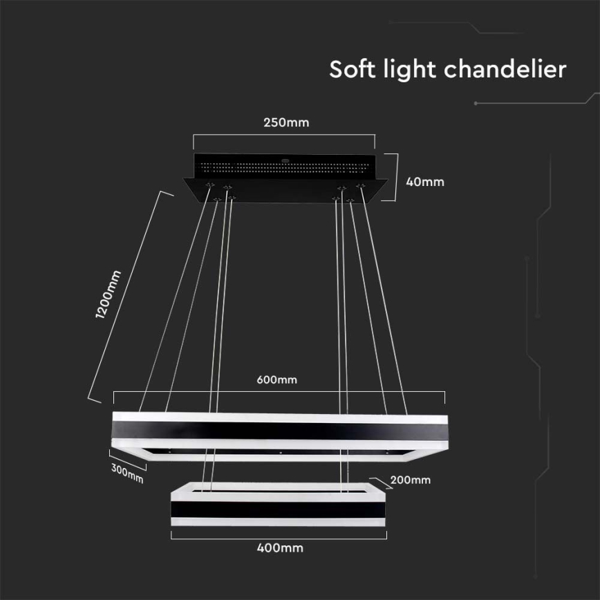 Dimmbare LED-Hängeleuchte LED/113W/230V 3000K schwarz