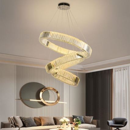 Dimmbarer LED-Kristallkronleuchter an einer Aufhängung LED/115W/230V 3000-6500K glänzendes Chrom + Fernbedienung