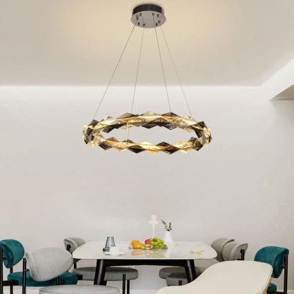 Dimmbarer LED-Kristallkronleuchter an einer Aufhängung LED/40W/230V 3000-6500K glänzendes Chrom + Fernbedienung