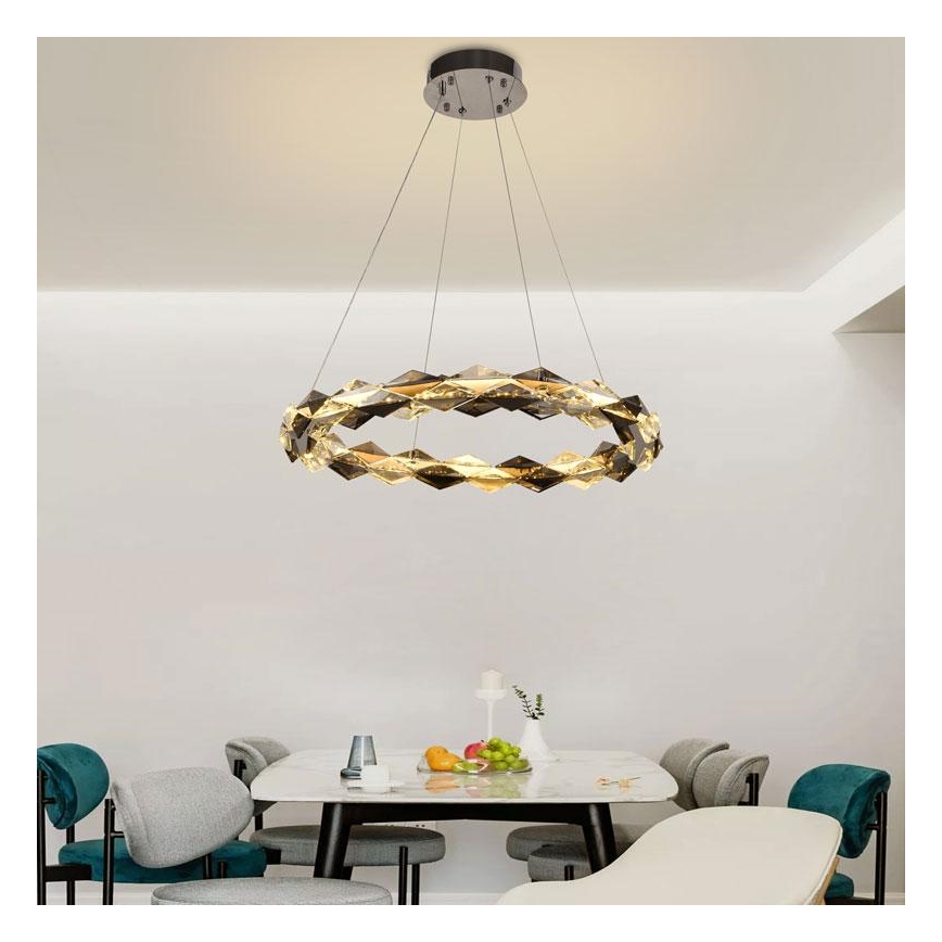 Dimmbarer LED-Kristallkronleuchter an einer Aufhängung LED/40W/230V 3000-6500K glänzendes Chrom + Fernbedienung