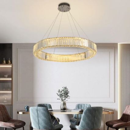 Dimmbarer LED-Kristallkronleuchter an einer Aufhängung LED/50W/230V 3000-6500K glänzendes Chrom + Fernbedienung