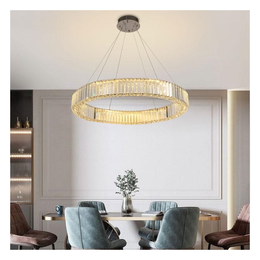 Dimmbarer LED-Kristallkronleuchter an einer Aufhängung LED/50W/230V 3000-6500K glänzendes Chrom + Fernbedienung