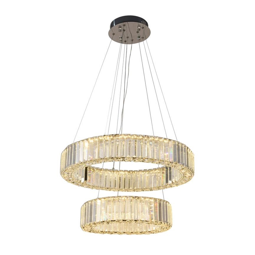 Dimmbarer LED-Kristallkronleuchter an einer Aufhängung LED/65W/230V 3000-6500K glänzendes Chrom + Fernbedienung