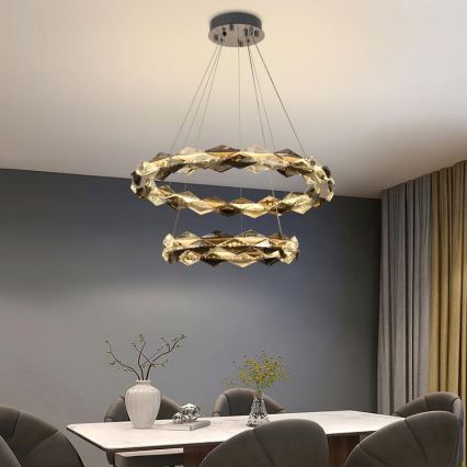 Dimmbarer LED-Kristallkronleuchter an einer Aufhängung LED/65W/230V 3000-6500K glänzendes Chrom + Fernbedienung