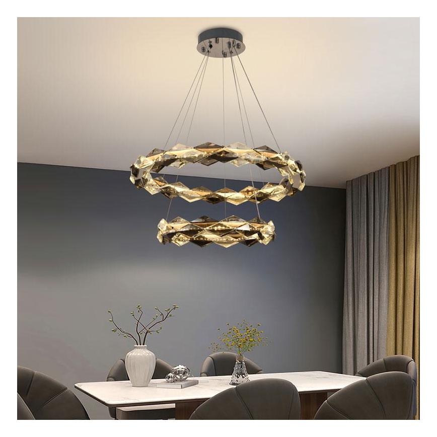 Dimmbarer LED-Kristallkronleuchter an einer Aufhängung LED/65W/230V 3000-6500K glänzendes Chrom + Fernbedienung