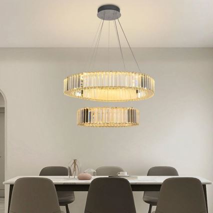 Dimmbarer LED-Kristallkronleuchter an einer Aufhängung LED/65W/230V 3000-6500K glänzendes Chrom + Fernbedienung