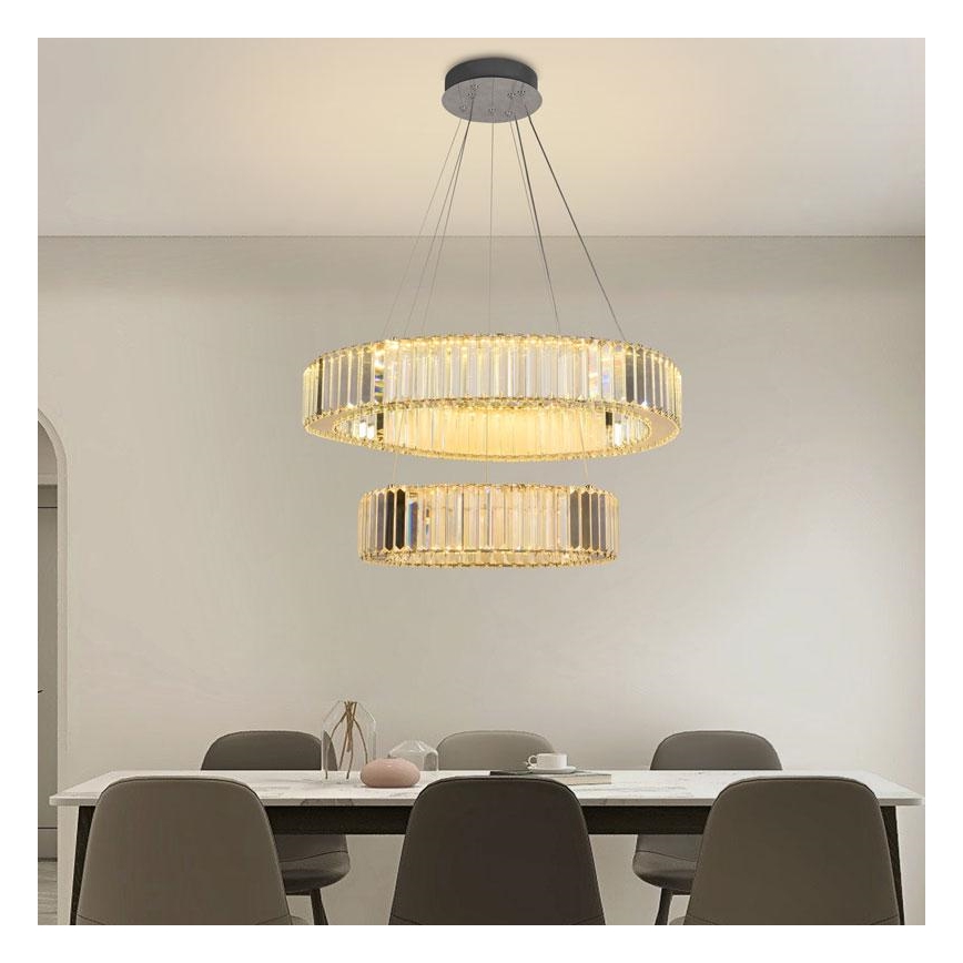 Dimmbarer LED-Kristallkronleuchter an einer Aufhängung LED/65W/230V 3000-6500K glänzendes Chrom + Fernbedienung