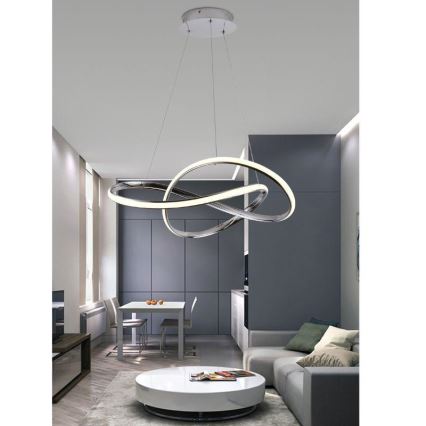 Dimmbare LED-Hängeleuchte LED/70W/230V 3000-6500K d 60 cm glänzendes Chrom + Fernbedienung