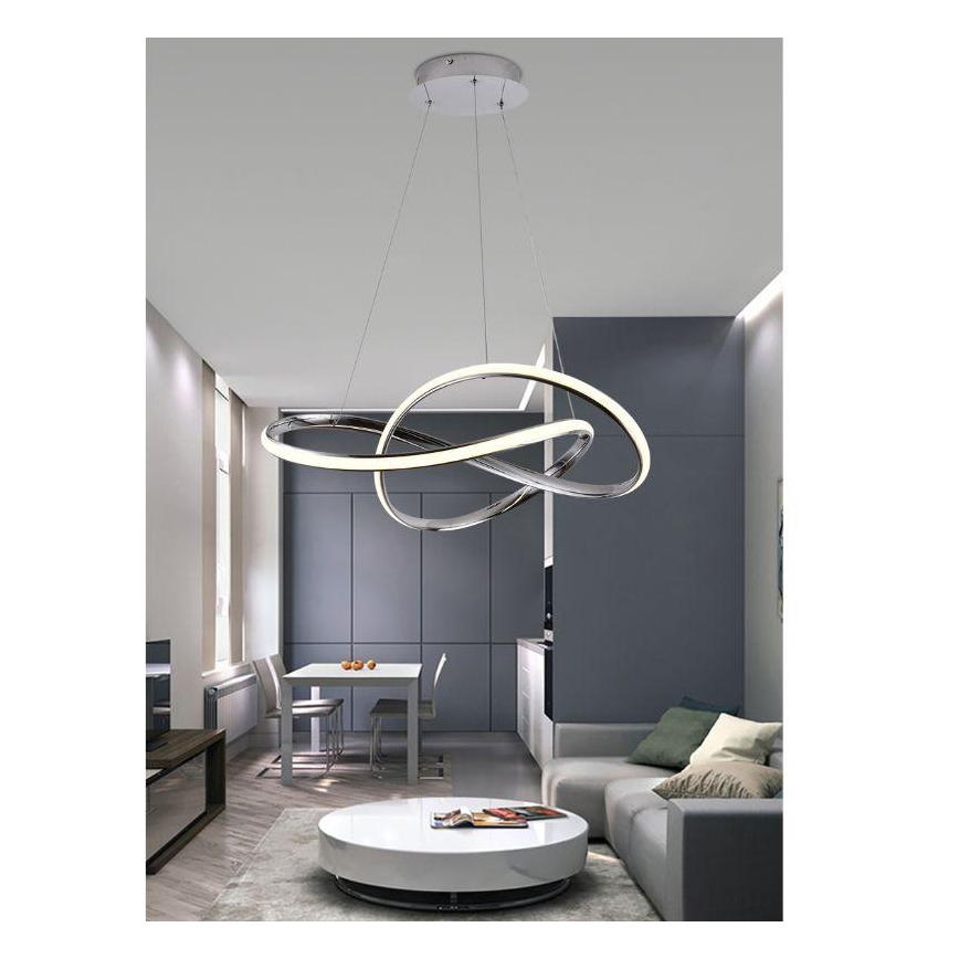 Dimmbare LED-Hängeleuchte LED/70W/230V 3000-6500K d 60 cm glänzendes Chrom + Fernbedienung
