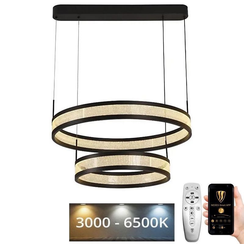 Dimmbare LED-Hängeleuchte LED/70W/230V 3000-6500K d 60 cm schwarz + Fernbedienung