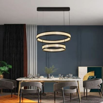 Dimmbare LED-Hängeleuchte LED/70W/230V 3000-6500K d 60 cm schwarz + Fernbedienung