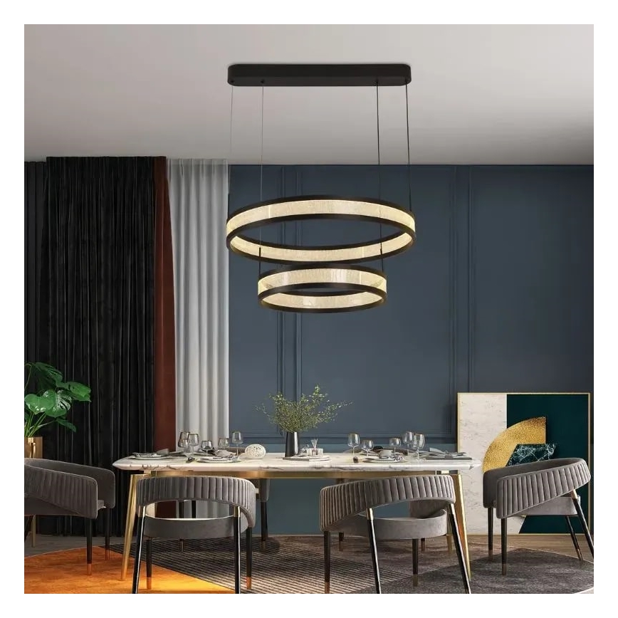 Dimmbare LED-Hängeleuchte LED/70W/230V 3000-6500K d 60 cm schwarz + Fernbedienung