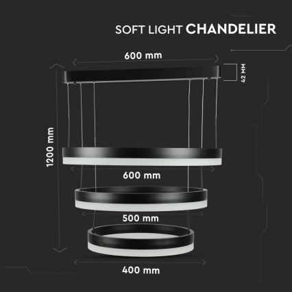 Dimmbare LED-Hängeleuchte LED/86W/230V 3000K schwarz