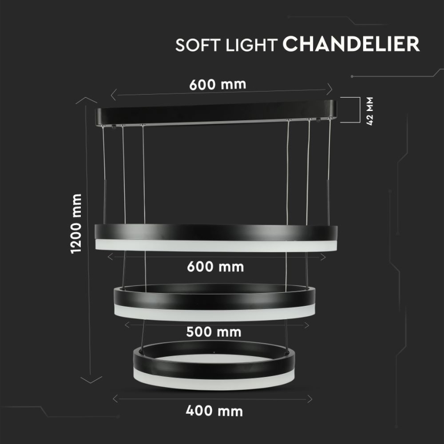 Dimmbare LED-Hängeleuchte LED/86W/230V 3000K schwarz