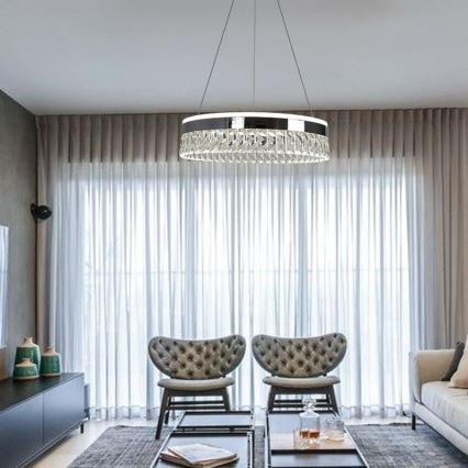 Dimmbarer LED-Kristallkronleuchter an einer Aufhängung LED/90W/230V 3000-6500K glänzendes Chrom + Fernbedienung