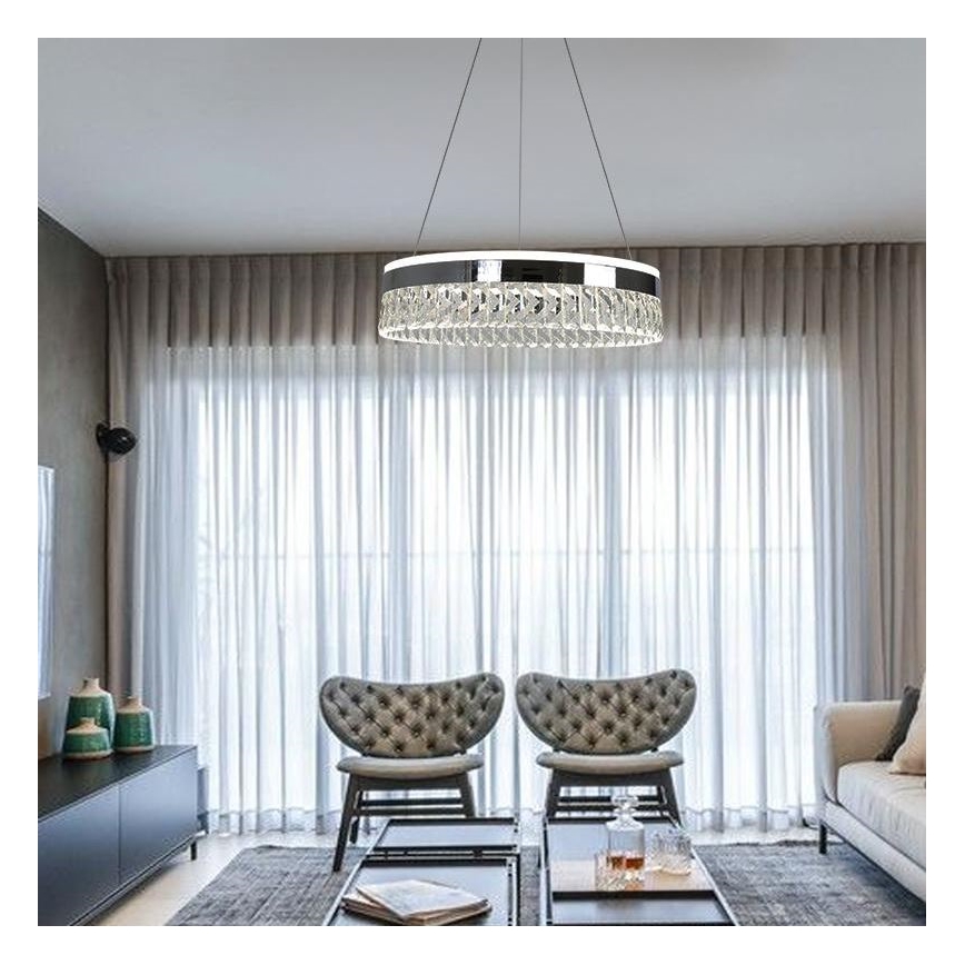 Dimmbarer LED-Kristallkronleuchter an einer Aufhängung LED/90W/230V 3000-6500K glänzendes Chrom + Fernbedienung