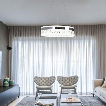 Dimmbarer LED-Kristallkronleuchter an einer Aufhängung LED/90W/230V 3000-6500K glänzendes Chrom + Fernbedienung