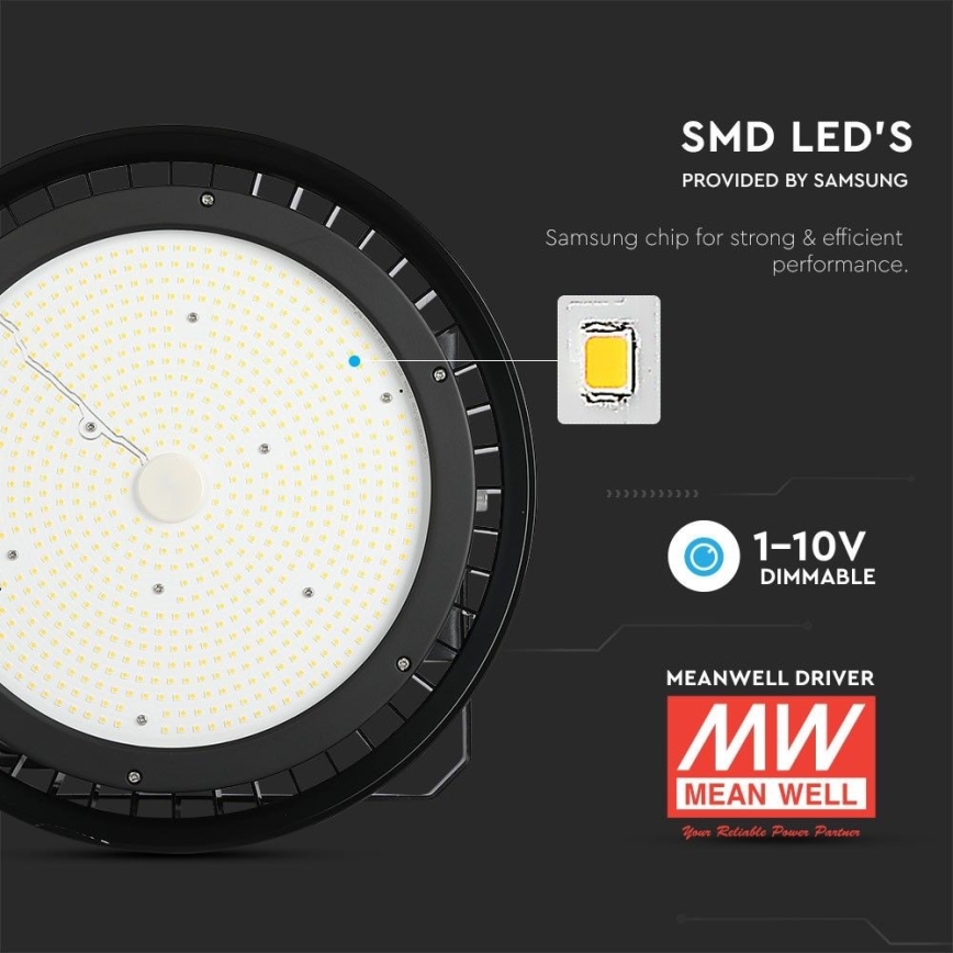 Dimmbare LED-Hochleistungsleuchte High Bay LED/500W/230V 4000K IP65 schwarz