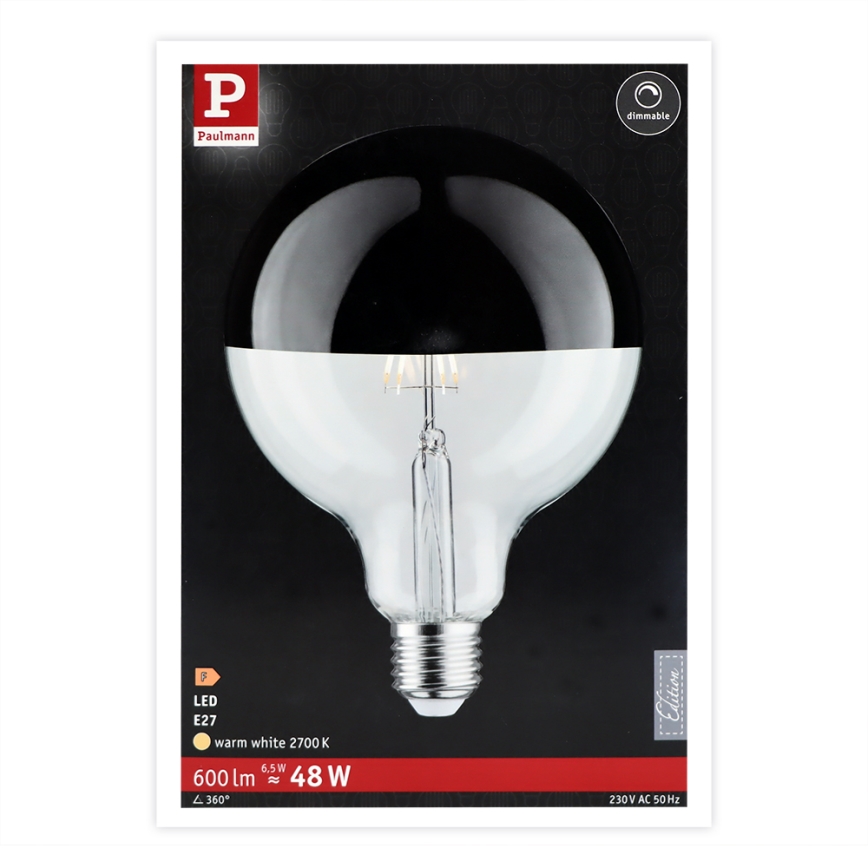 Dimmbare LED-Kopfspiegel-Glühbirne GLOBE E27/6,5W/230V 2700K – Paulmann 28680