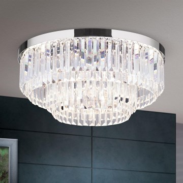 Dimmbare LED-Kristall-Deckenleuchte PRISM LED/80W/230V d 55 cm glänzendes Chrom
