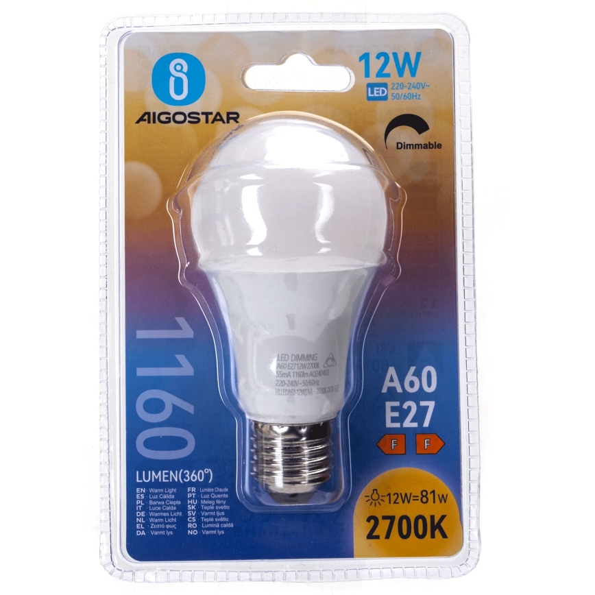 Dimmbare LED-Lampe A60 E27/12W/230V 2700K - Aigostar