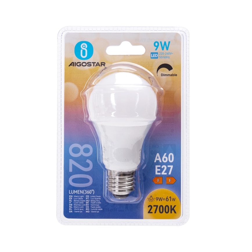 Dimmbare LED-Lampe A60 E27/9W/230V 2700K - Aigostar