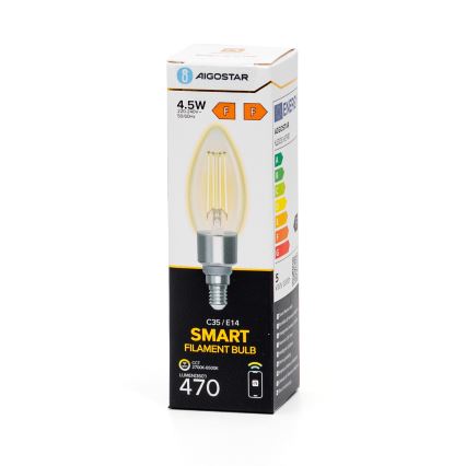 Dimmbare LED-Lampe FILAMENT C35 E14/4,5W/230V 2700-6500K Wi-Fi - Aigostar